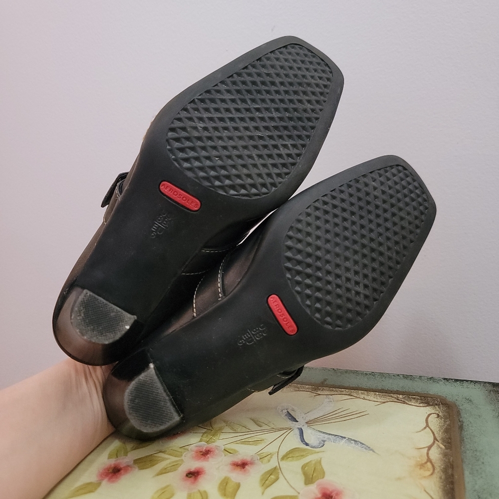 Aerosoles Vintage Black Leather Mule With Buckle Size 8 - Picture 5 of 6